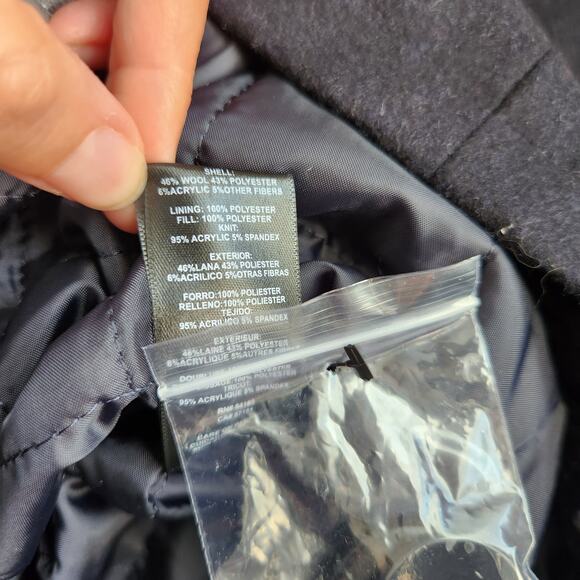 Kenneth Cole Men's Black Wool Blend Double Breasted Classic Peacoat Size L - Picture 9 of 9